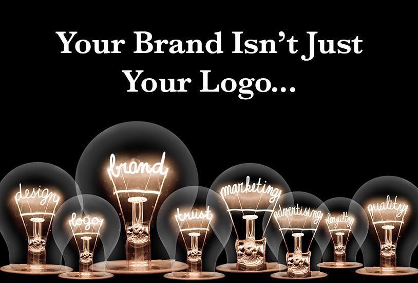 Photo of light bulbs with shining fibres in shape of BRAND concept related words isolated on black background